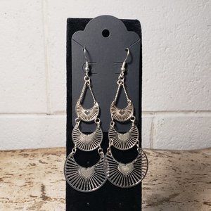 3 Tier Half Moon Heart Burst Earrings ~ Cosmetic Jewelry